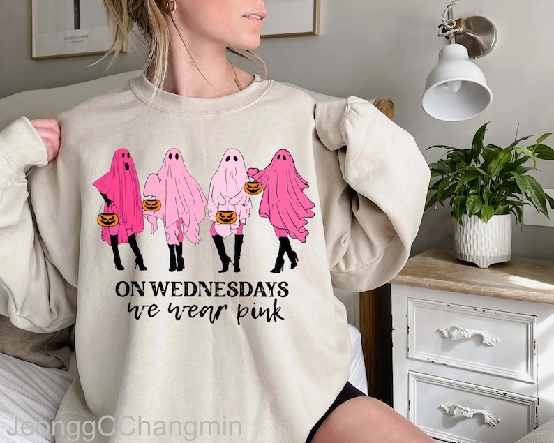 ON WEDNESDAY WE WEAR PINK GHOST SWEATSHIRT